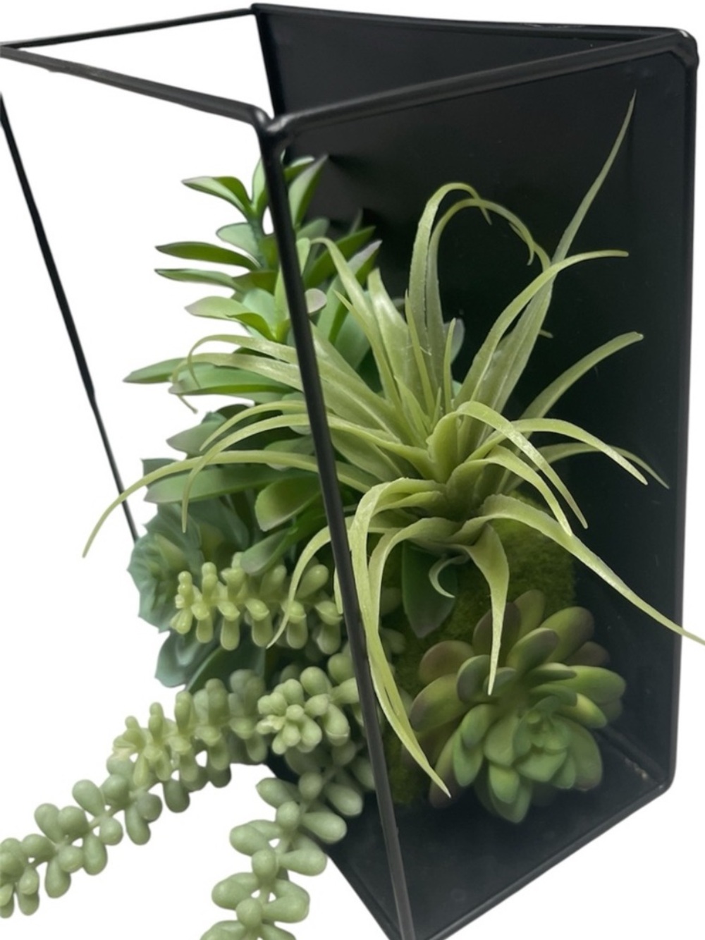 Ashland Faux Succulent Wall Planter Black Metal Artificial Greenery Decor - Picture 5 of 5